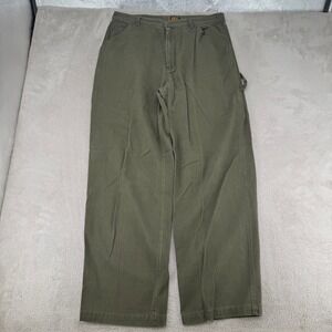 DEX Mens Carpenter Pants Size 34 Green Preowned Cotton Canvas Workwear
